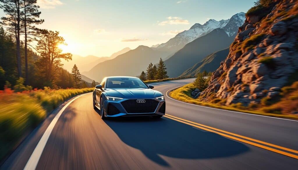 découvrez la précision exceptionnelle du châssis sport de la nouvelle berline lors d'un essai sur route sinueuse, alliant dynamisme et maîtrise parfaite.