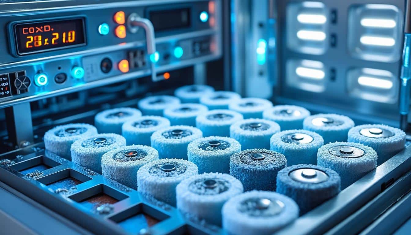 découvrez comment le test d'autonomie par temps froid évalue la diminution de performance des cellules de batterie face aux basses températures.