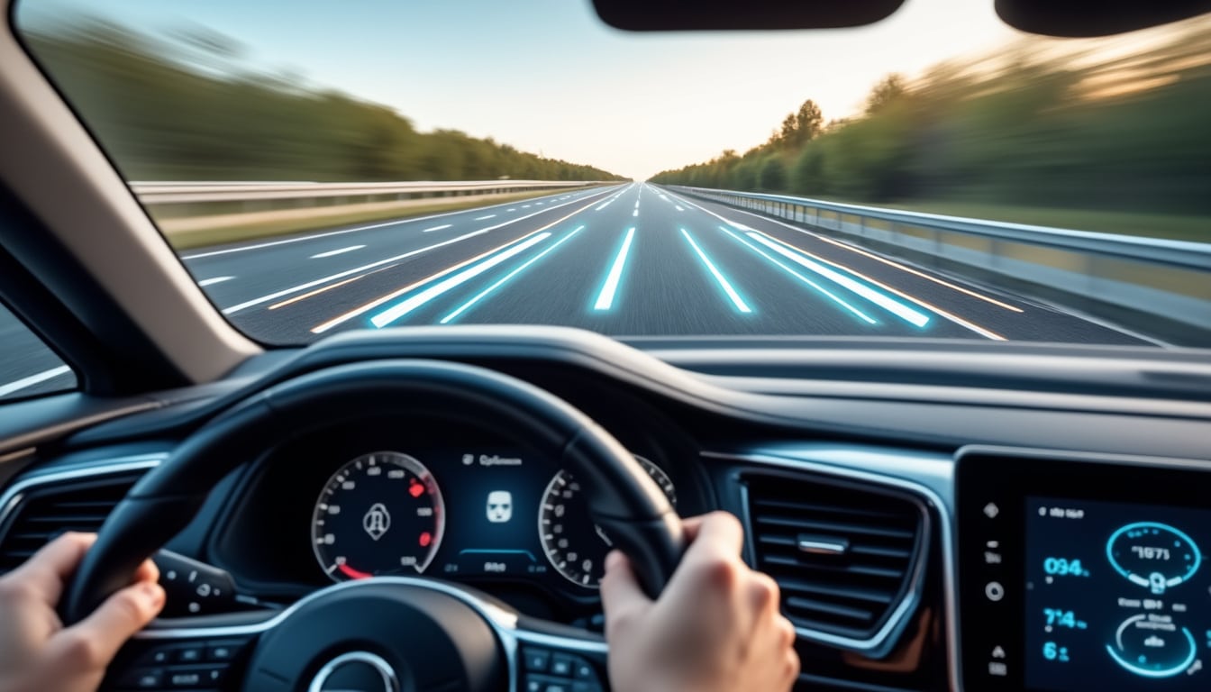 découvrez comment l'alerte de franchissement de ligne utilise des impulsions au volant pour corriger la trajectoire et améliorer la sécurité de conduite.